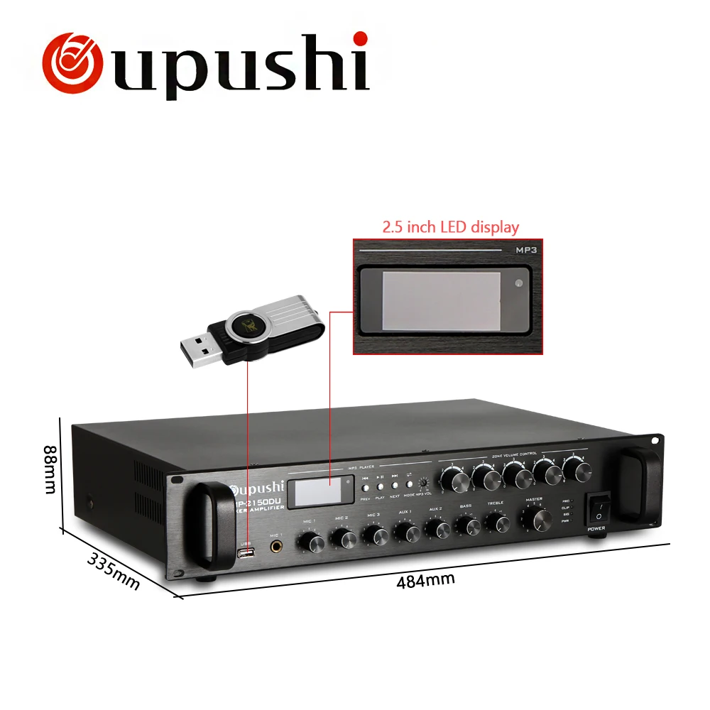 150 Вт 5-зонированный усилитель мощности с USB SD-картой и FM-дисплеем | Электроника