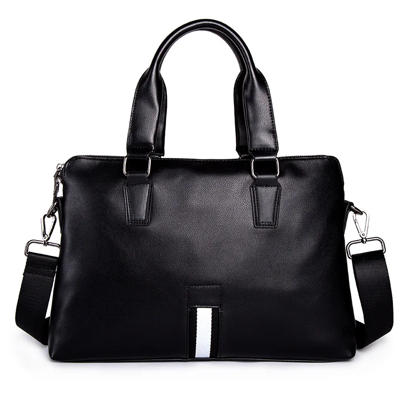 

LAOKSI известный бренд, Модный повседневный деловой мужской кожаный портфель, трендовая однотонная кожаная мужская сумка, простая мужская сум...
