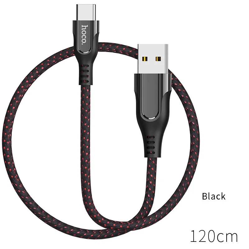 Black HOCO usb type C кабель Светодиодный индикатор USB C кабель для samsung S10 Plus huawei P30 Pro Xiaomi 9 Smart power Off USBC type-C кабель - Цвет: Black