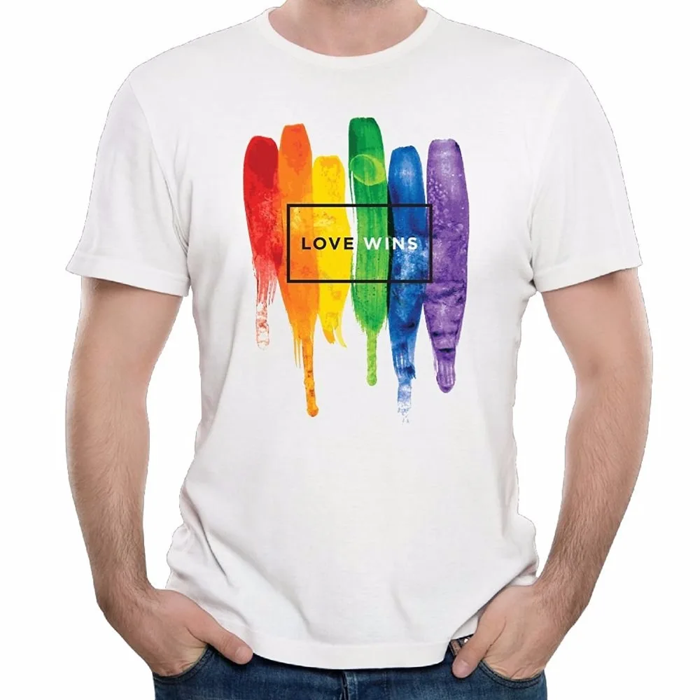Футболки в стиле милитари Мужская модная футболка с надписью Love Wins ЛГБТ Pride