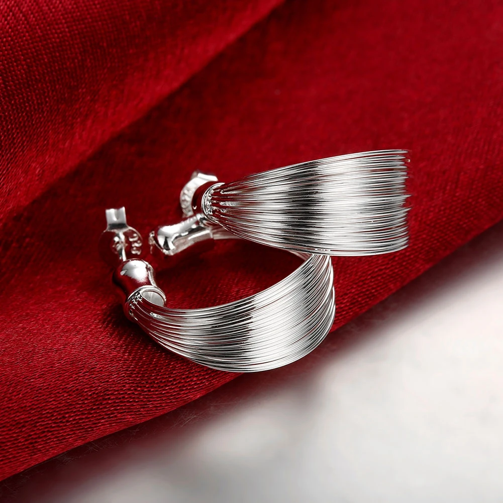

Brand New Statement Bijoux Vintage Punk Silver Plated Multi Lines Stud Earrings for Women Wedding Jewelry Love Earring