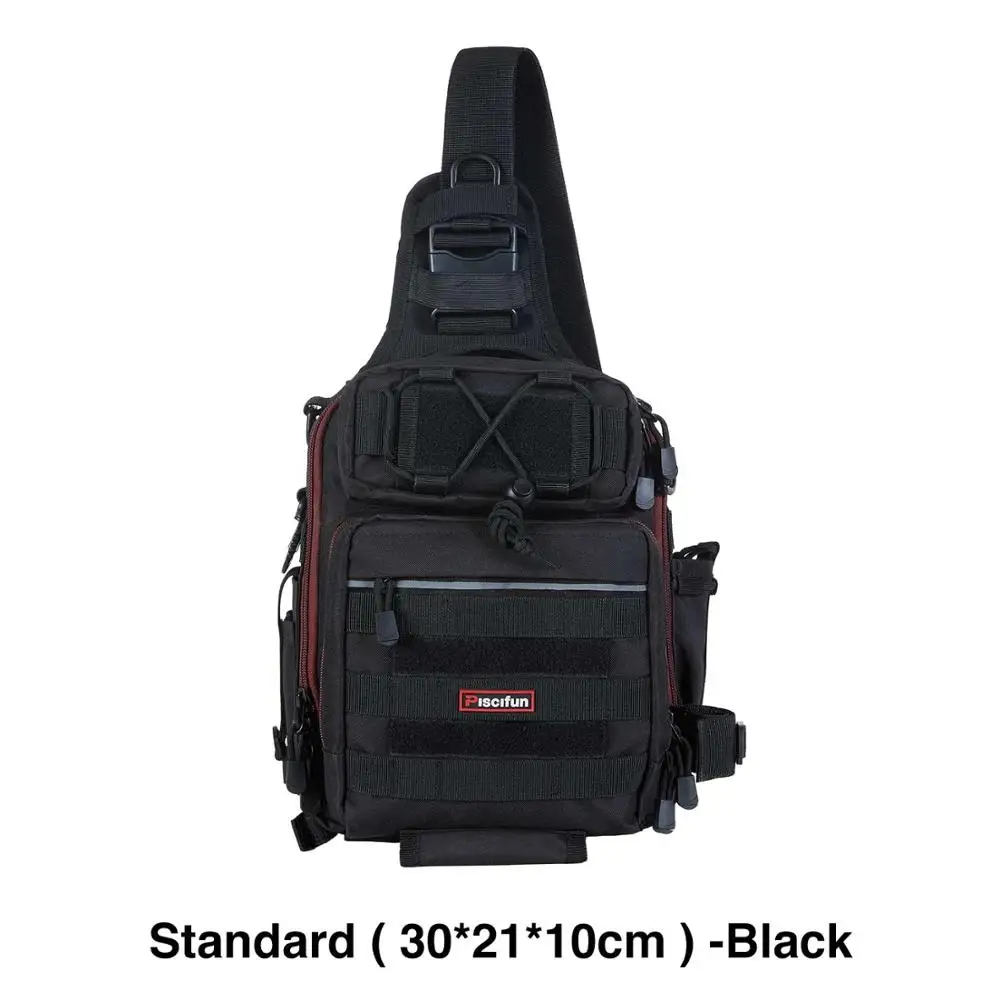 Standard Black Piscifun, сумка для рыболовных снастей, водонепроницаемый нейлон, 2 размера, на одно плечо, рюкзак, сумка для рук, на грудь, на открытом воздухе, для кемпинга, походов, охоты - Цвет: Standard Black