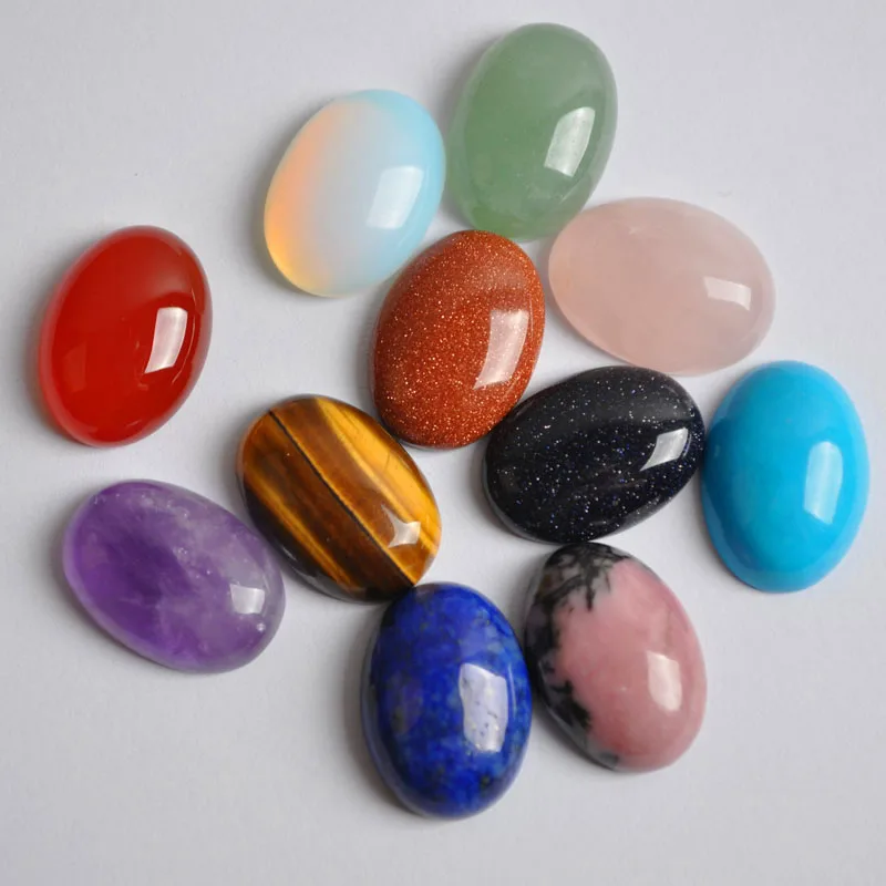 Mixed Stone Камень кварц/Фиолетовый Кристалл/опал/Лапис/тигровый глаз/Песчаник/ховлит/Сердолик/красный камень шарик Овальный кабина драгоценный камень Кабошон ювелирные изделия из бисера - Цвет: Mixed Stone