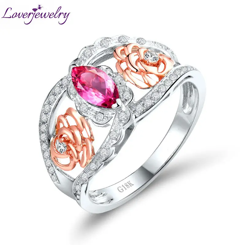 LOVERJEWELRY турмалиновое кольцо для женщин 18Kt многоцветные золотые розовые
