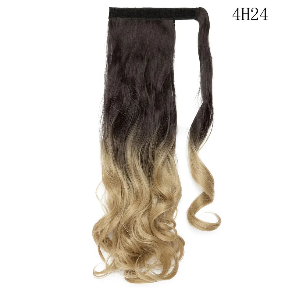 brown to ash blonde SNOILITE 43 см длинные волнистые настоящие шиньон конский хвост из натуральных волос клип в хвосте пони наращивание волос обернуть вокруг на синтетические волосы кусок - Цвет: brown to ash blonde