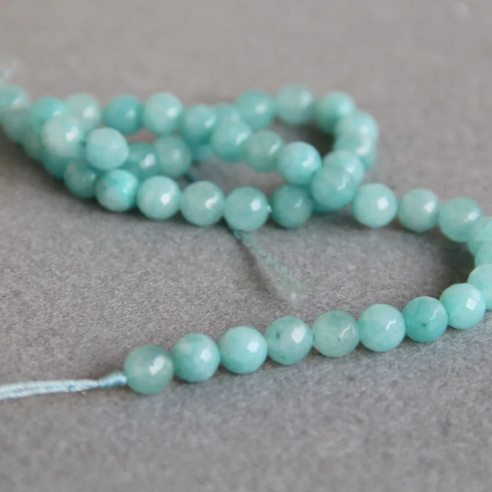 8mm Faceted Natural Light Green Aventurine Beads Round DIY Stone For Necklace Bracelet 15inch Jewelry Making Design Wholesale | Украшения и