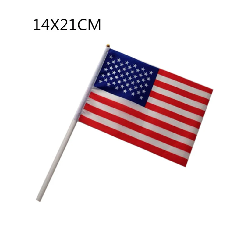 Wholesale USA 100pcs United States flag American Hand Waving Flag 14*21cm Polyester procession meet party decoration | Дом и сад