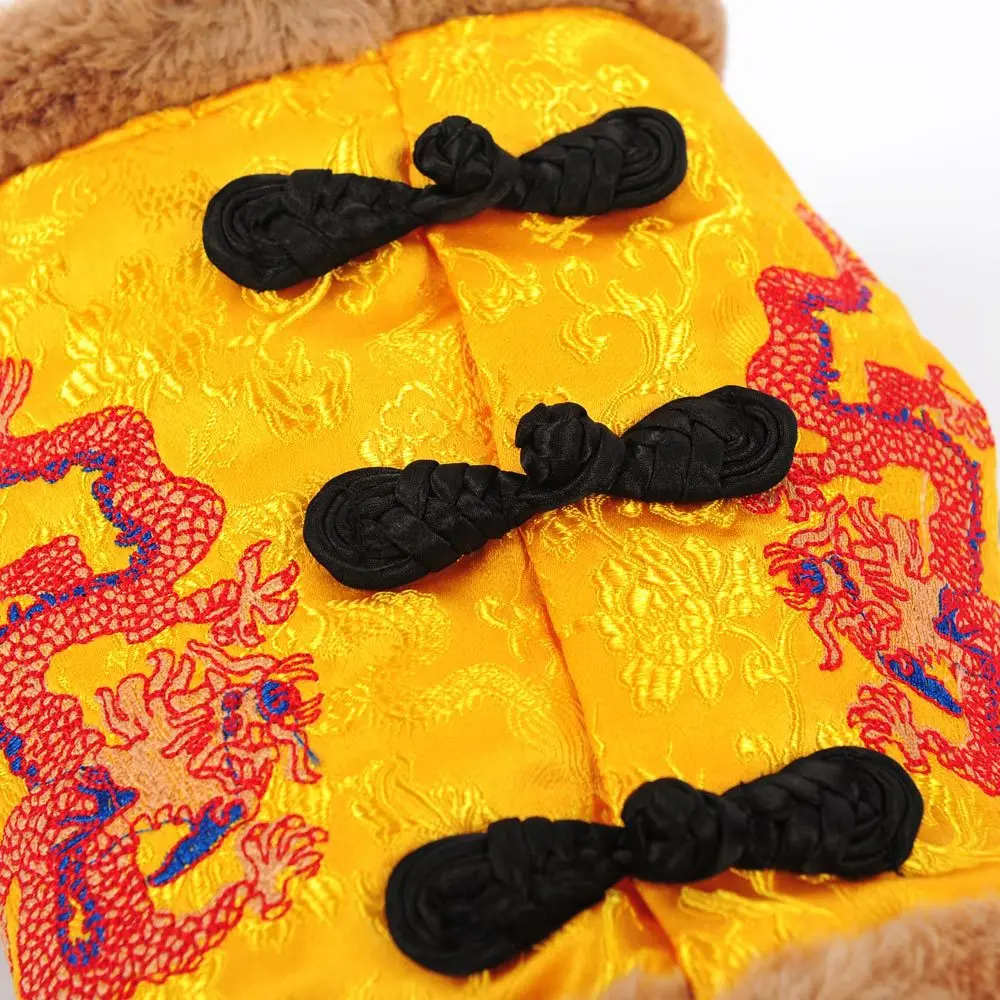 HOOPET Pet Chinese Dragon Traditional Costume Warm Thick Dog Cat Winter Jumpsuit Clothes Jacket Tang Suit|dog winter suit|dog clothes warmdog warm |