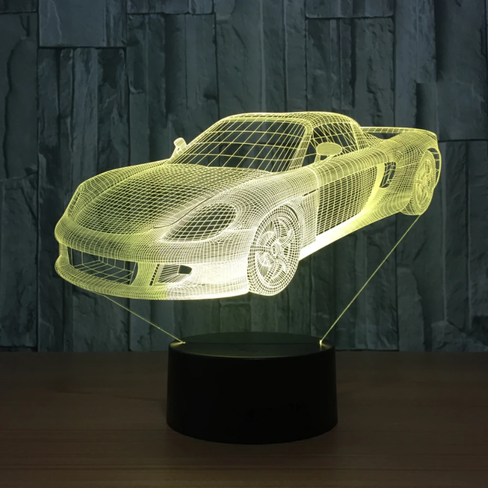 Автомобильная 3D 7 цветная лампа визуальные Светодиодные ночные светильники для детей сенсорный Usb Настольный лампе