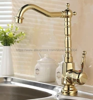 polished gold color single handle kitchen tap single hole handle swivel 360 degree water mixer tap mixer tap ngf058