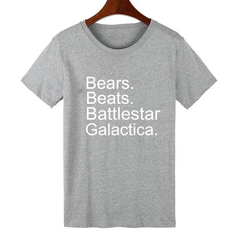 Pkorli женские топы забавные печатные буквы медведи Beets Battlestar Galactica футболки