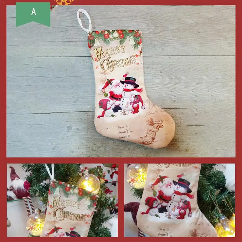 

Christmas Stockings Pendant Cloth Ornaments Small Boots Pendant Christmas Pattern Print Party Home Decoration Supplies Gift Bag