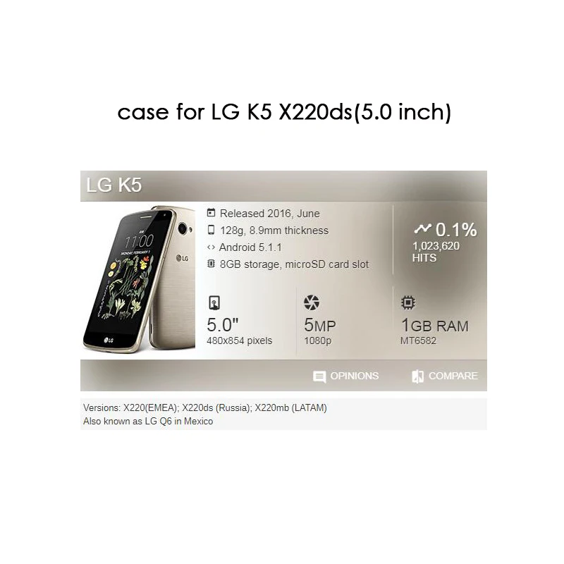 Для LG K5 чехол Роскошный мягкий ТПУ для X220 X220DS 5 0 "K защитный телефона задней