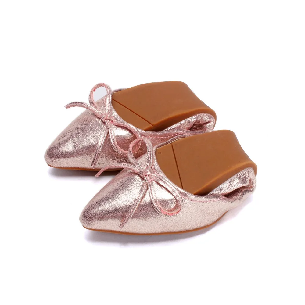 Модные Удобные складывающиеся балетки на плоской подошве женская обувь с острым