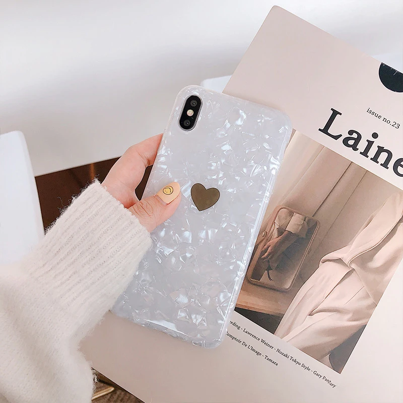 GlamPhone чехол с фритиллярным покрытием Золотое любовное Сердце чехол для телефона для iPhone X XS Max XR Мягкий ТПУ чехол для iPhone 7 8 6 6s Plus чехол