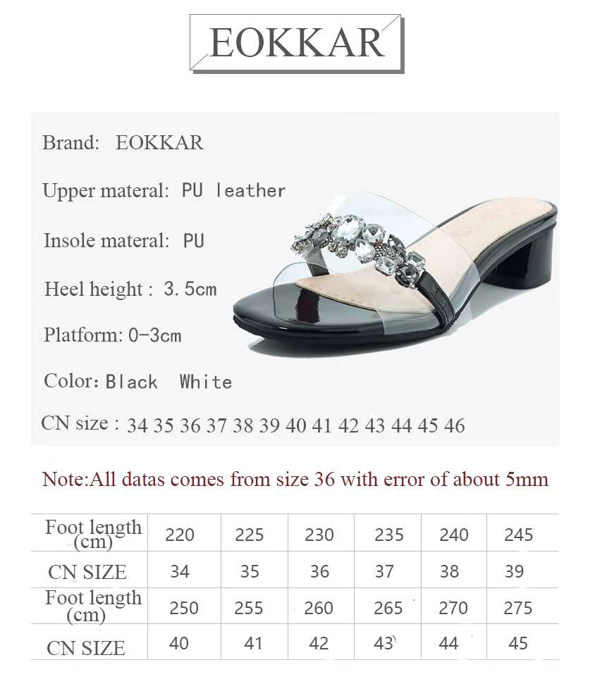 

Eokkar 2019 Open Toe Ladies Sandals Slip On Heels Thong Sandals Transparent Crystal Walking Shoes Black Flip Flop Big Size 33-46