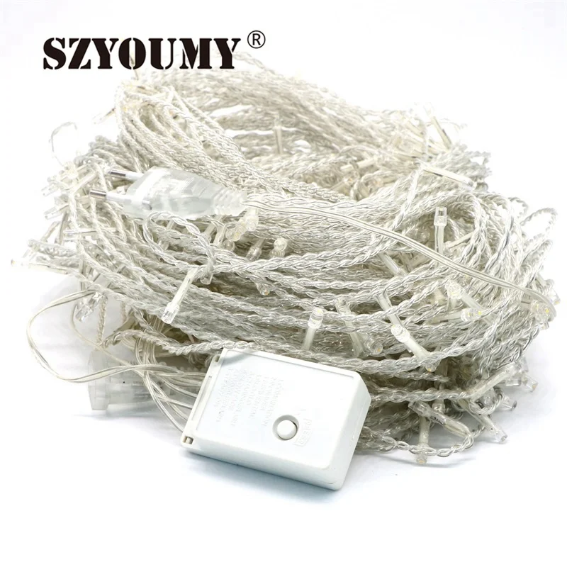 

SZYOUMY 3x3M Led Curtain String Lights 300 Led Fairy Lights Christmas Lamps Icicle Lights Xmas Wedding Party Decoration