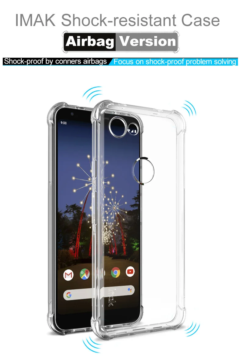 IMAK Для Google Pixel 3A Чехол ударопрочный противоударный мягкий ТПУ задняя крышка для Pixel 3A XL чехол с пленкой