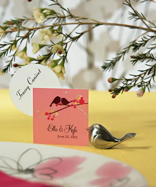 Свадебные украшения держатель для карт Love Bird с матовой серебристой отделкой 100