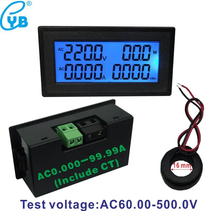 YB5140DM AC 20A 100A 200A вольт амперы Панель метр цифровой вольтметр Амперметр переменного тока напряжение тока Mete Частота энергии AC 60-500 в - Цвет: AC100A (Split)
