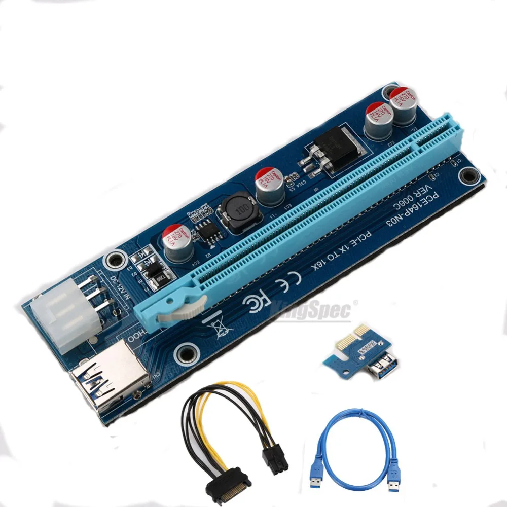 Усиленный удлинитель VER006C PCI E 1x до 16x для майнинговой машины переходник с картой 60