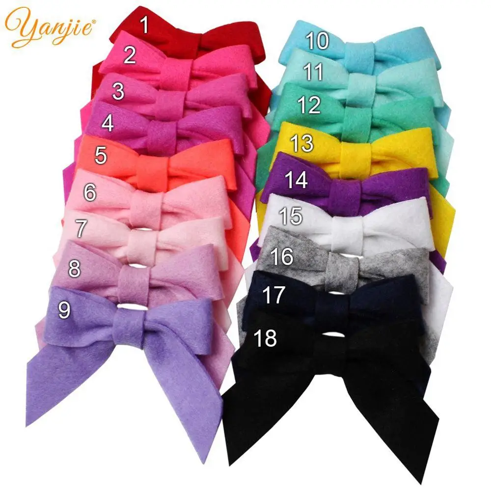 choose colors 18 шт./лот для девочек 3,5 ''мягкий фетровый бант для волос на весну однотонные бантики для волос заколки для волос Детская повязка на голову" сделай сам "аксессуары для волос для девочек - Цвет: choose colors