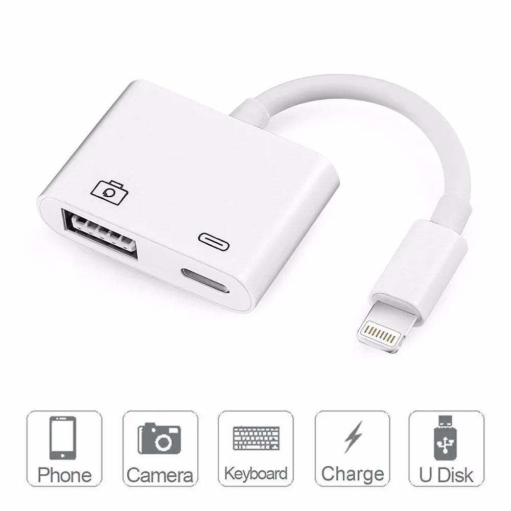 Leadzoe для Mini Lightning USB 3 адаптер чтения камеры iPhone X 8 5 5S 6 6s 7 plus iPad серии |