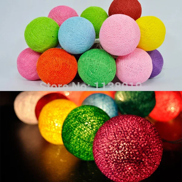 string lights bulb 20 COLORFUL Multicolor Cotton Balls String Lights Fairy Home/Patio Weddings XMAS Decoration 3m | Освещение