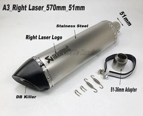 A3 Right Laser 51mm Левый и правый 51 мм 61 мм мотоцикл Akrapovic глушитель универсальный мотоцикл скутер глушитель побега с DB Killer - Цвет: A3 Right Laser 51mm