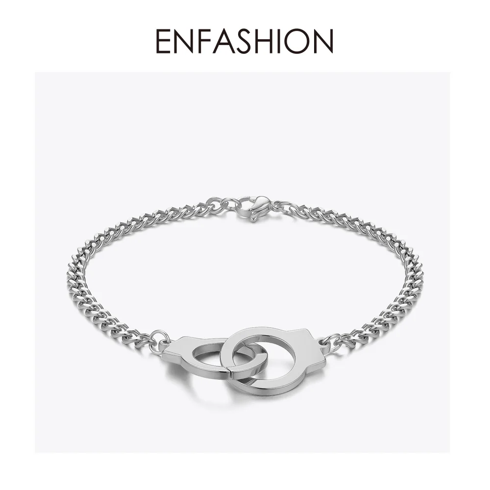 ENFASHION панк наручные браслеты из нержавеющей стали Викинг замок цепь браслет для женщин ювелирные изделия подарки для пары BM192013 - Окраска металла: Silver color