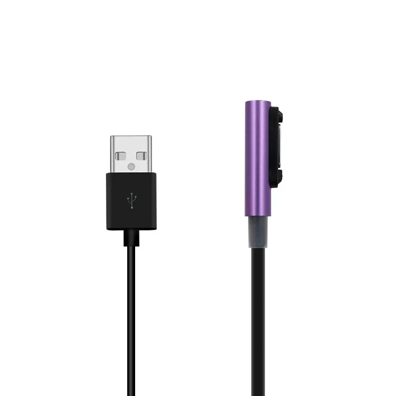 Purple USB Магнитный зарядный кабель для sony Xperia Z3 L55t Z2 Z1 Compact XL39h кабель для быстрой зарядки USB кабель для передачи данных+ светодиодный - Цвет: Purple