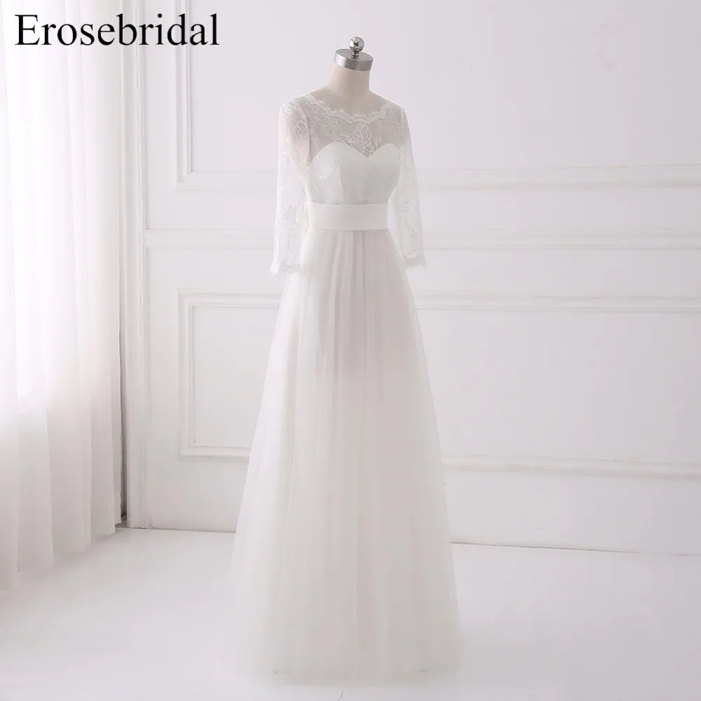 Женское платье с длинным рукавом Erosebridal простое большого размера открытой спиной
