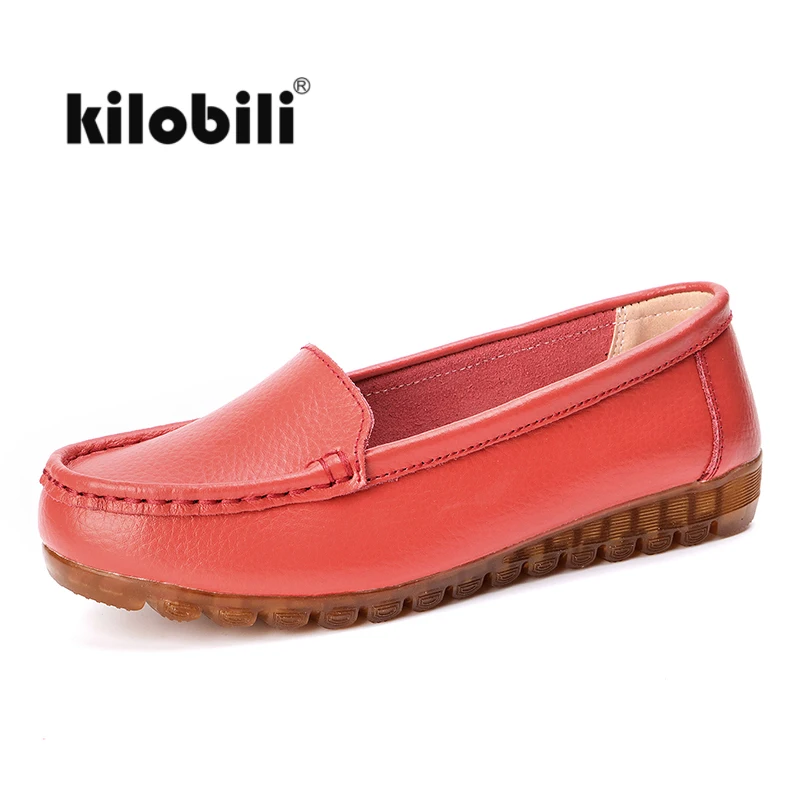 Kilobili/2018 Осенняя женская обувь на плоской подошве женские лоферы из натуральной