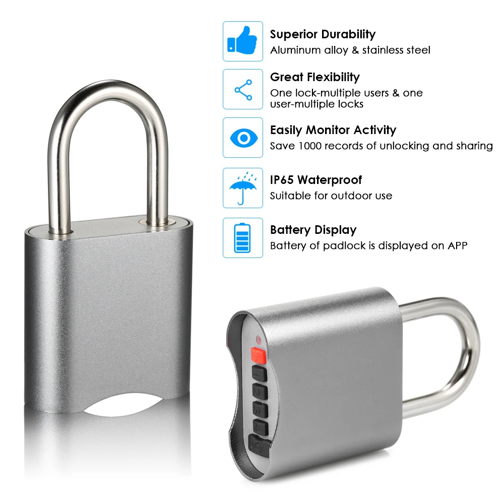 Водонепроницаемый USB смарт замок 4 цифры Пароль/приложение без ключа