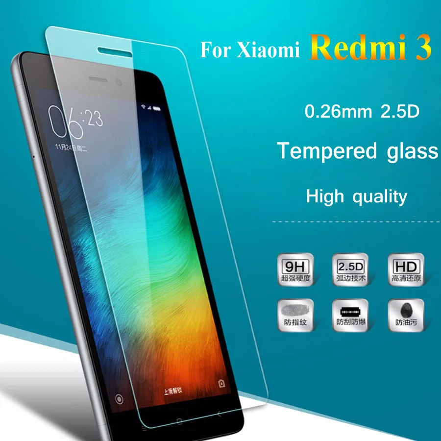 Защитная пленка для экрана Xiaomi Redmi 3 3 S Pro Prime 0,26 мм 2.5D Premium из закаленного стекла для Redmi3 S Защитная пленка для экрана