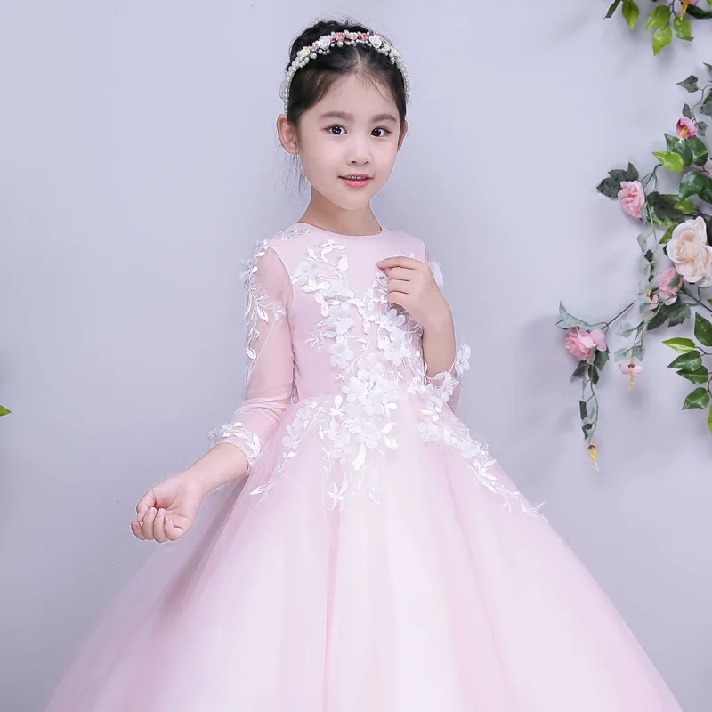 Новинка пышное бальное платье из тюля платья для первого причастия розовое