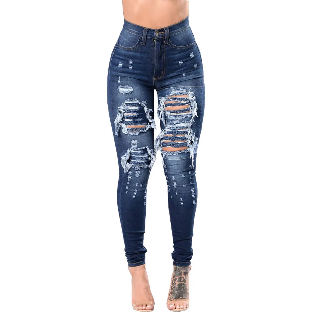 Рваные джинсы для женщин модные пикантные рваные брюки с высокой талией