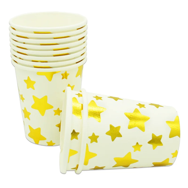 Gold star Одноразовые салфетки/стаканчики/тарелки в горошек цвета розового золота для свадьбы, вечеринки в честь рождения детей, одноразовые бумажные салфетки - Color: Gold star