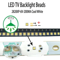 100pcslot new high power led 2828 6v 200ma lamp beads cool white for repair led lcd tv backlight bar and strip hot