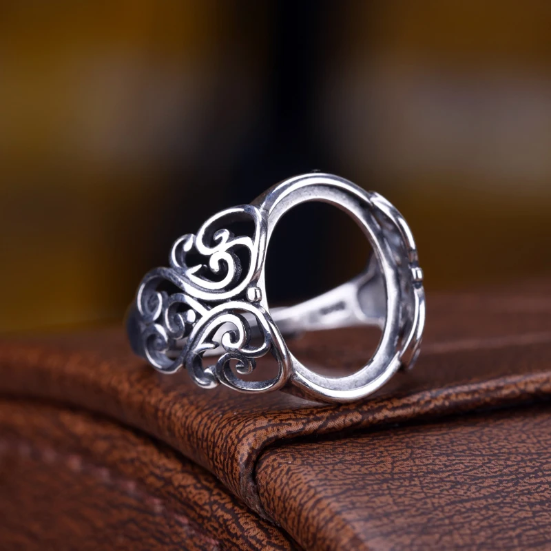 100% S925 Sterling Silver Color Ring Blank Base Fit 11x14/12x16mm Ring Settings Findings For Jewelry Making Accessories