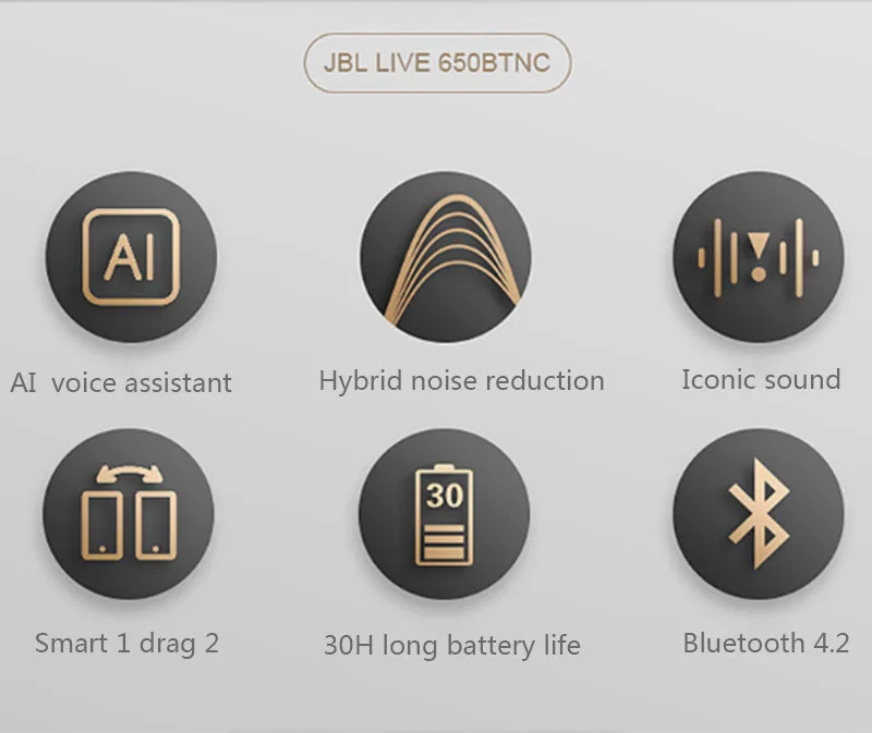 JBL LIVE 650BTNC Bluetooth наушники аудио шумоподавление AI умный голос беспроводные наушники сотовый телефон динамическая игровая гарнитура