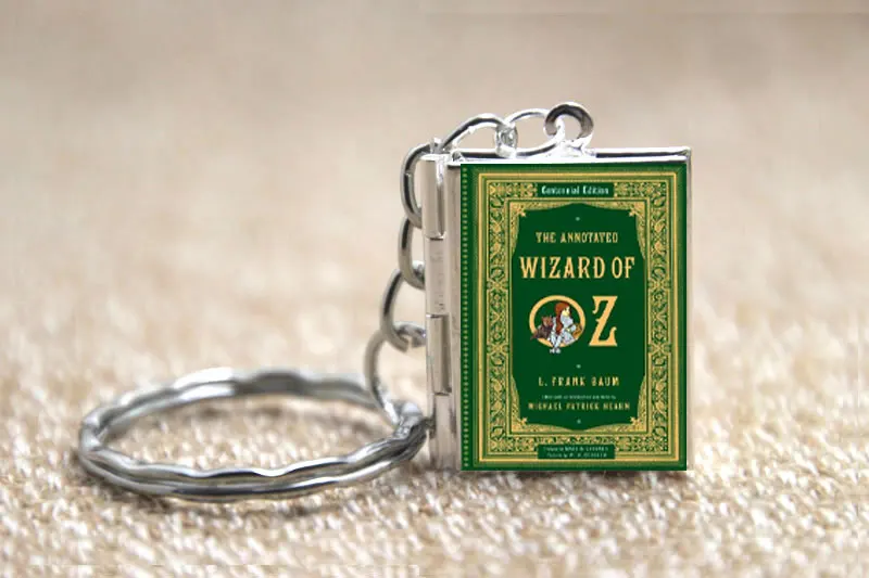 Волшебник Оз Обложка книжка медальон ожерелье Брелок Серебряный и бронзовый тон
