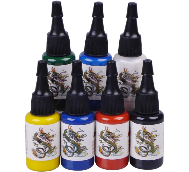 

7pcs/lot color tattoo pigment permanent makeup ink black color set body painting 15ml/bottle 1/2OZ