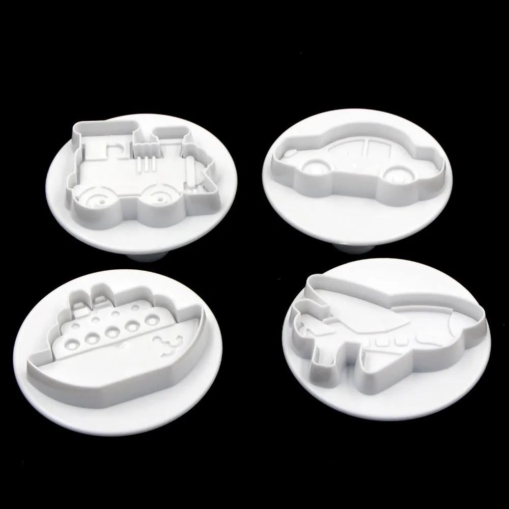 4 шт. пластиковые плунжеры для автомобилей формы торта украшения печенья помадки