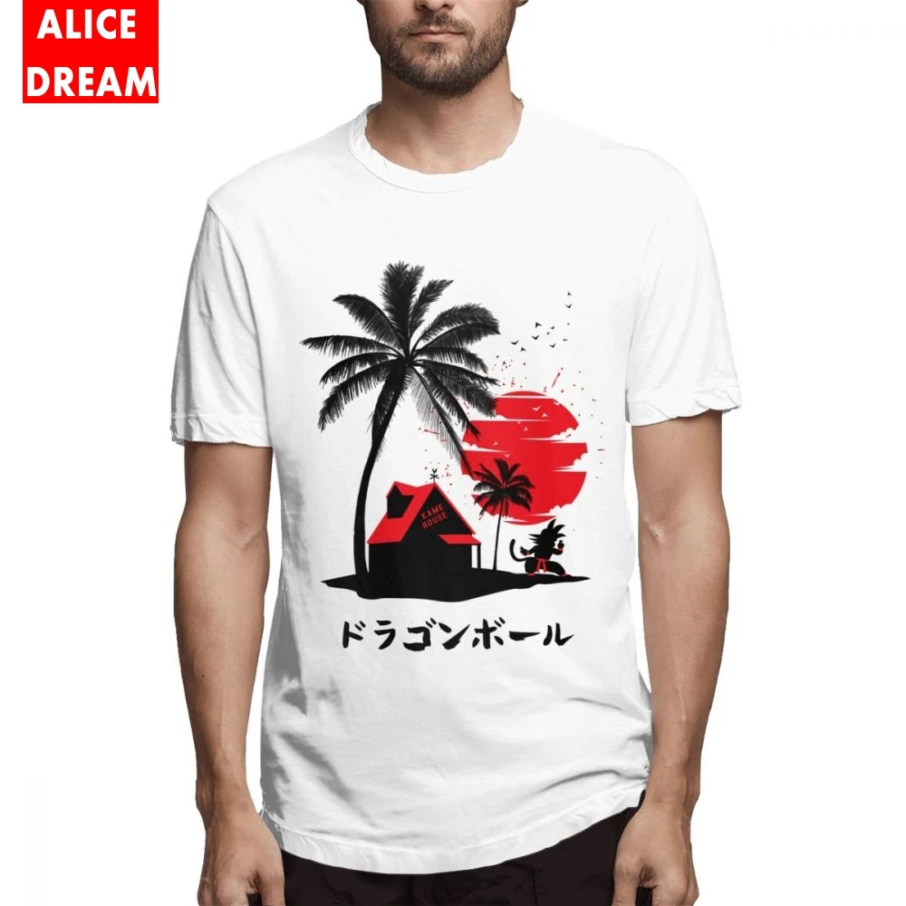 Мужская футболка с изображением острова Камэ на заказ круглым вырезом принтом