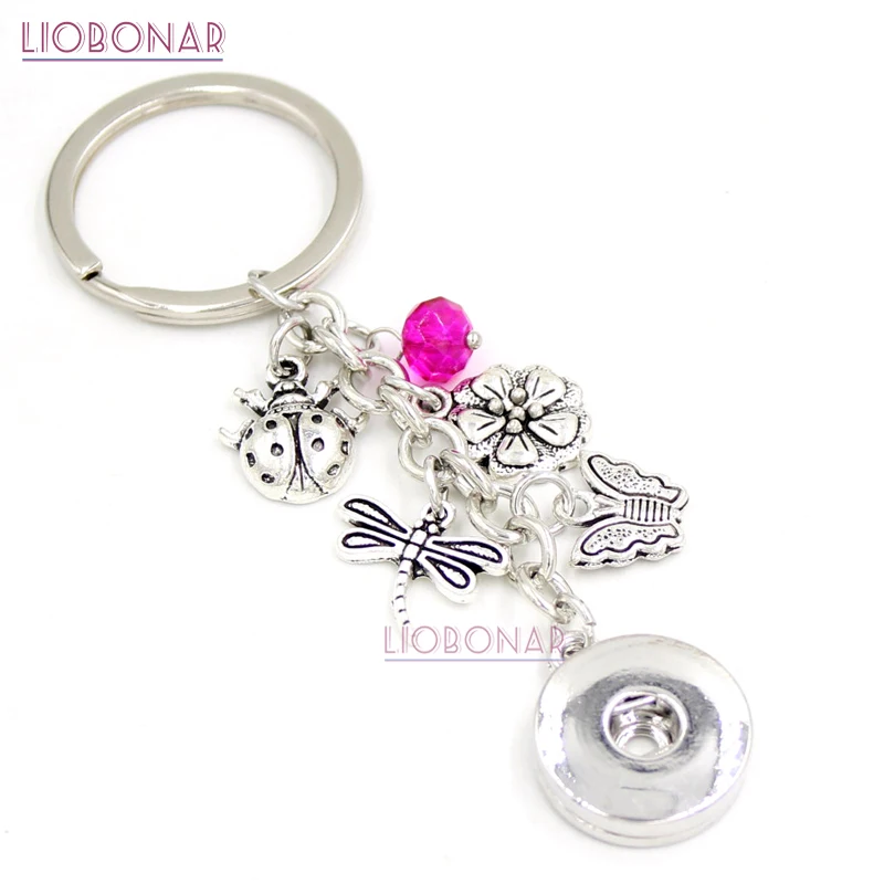 1 шт. весенняя бабочка стрекоза цепочка для ключей сумка Шарм Божья коровка 18 мм