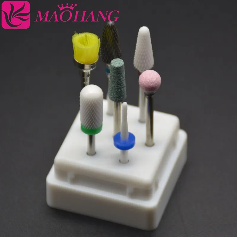 MAOHANG 7 шт./компл. керамическая насадка Карбид резак для ногтей сверла наборы