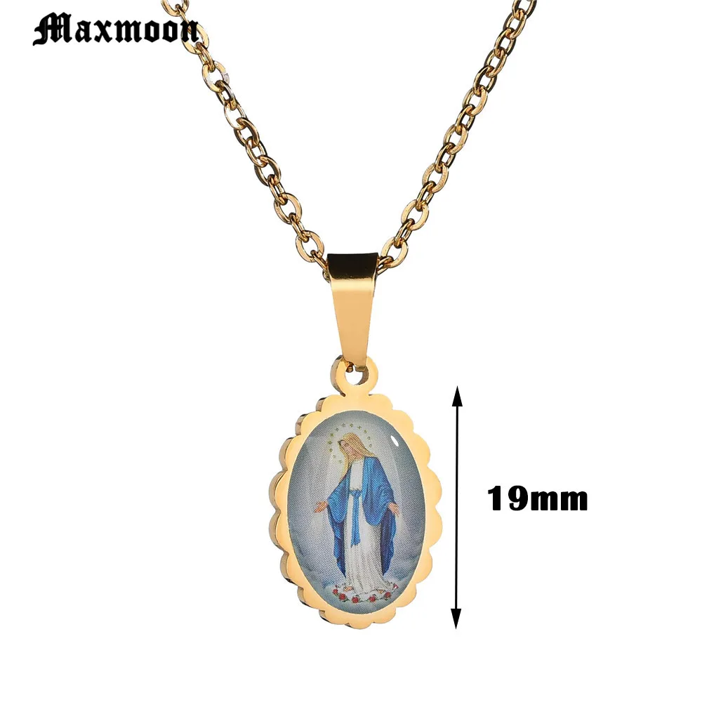 Максмун католическое религиозное ожерелье с изображением Девы Марии из нержавеющей стали с покрытием золотого цвета гуадалупские подвески ожерелья для ювелирных изделий.