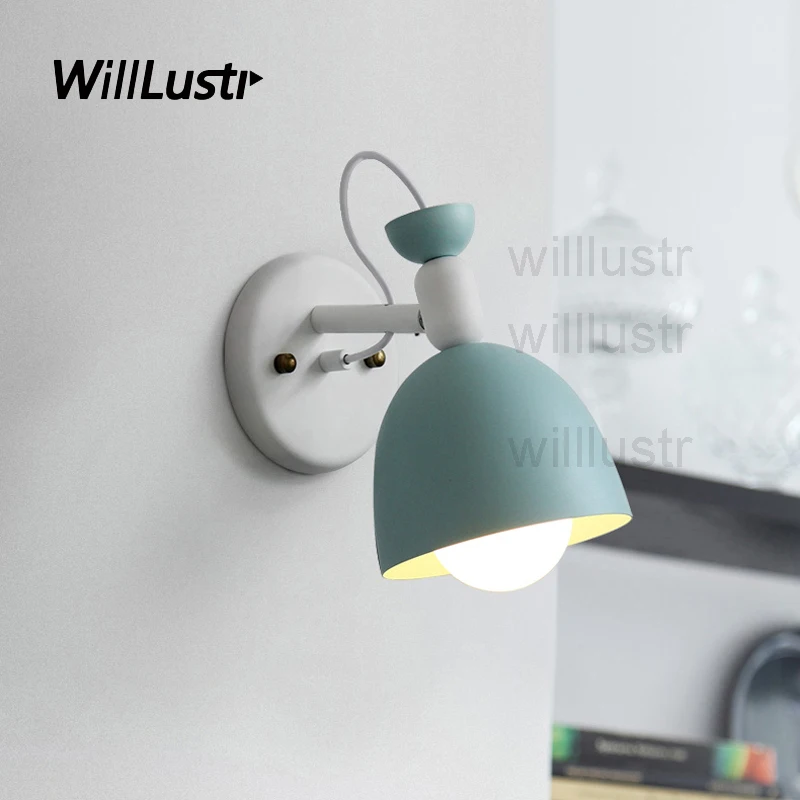 

Willlustr iron wall sconce modern colorful lighting matt white black hotel restaurant cafe bar bedside light metal wall lamp