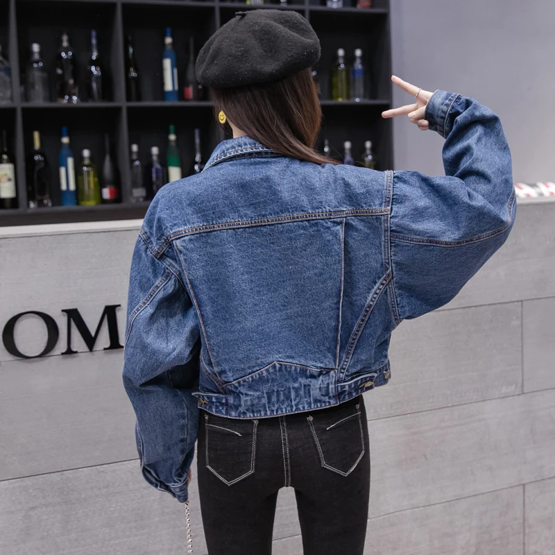 2018 Женская Базовая короткая джинсовая куртка пальто для девочек джинсовые